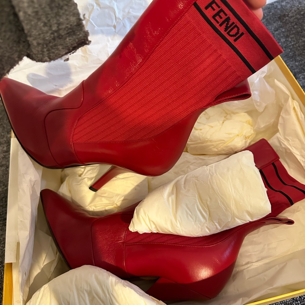 Fendi Red Leather Boots. SOLD